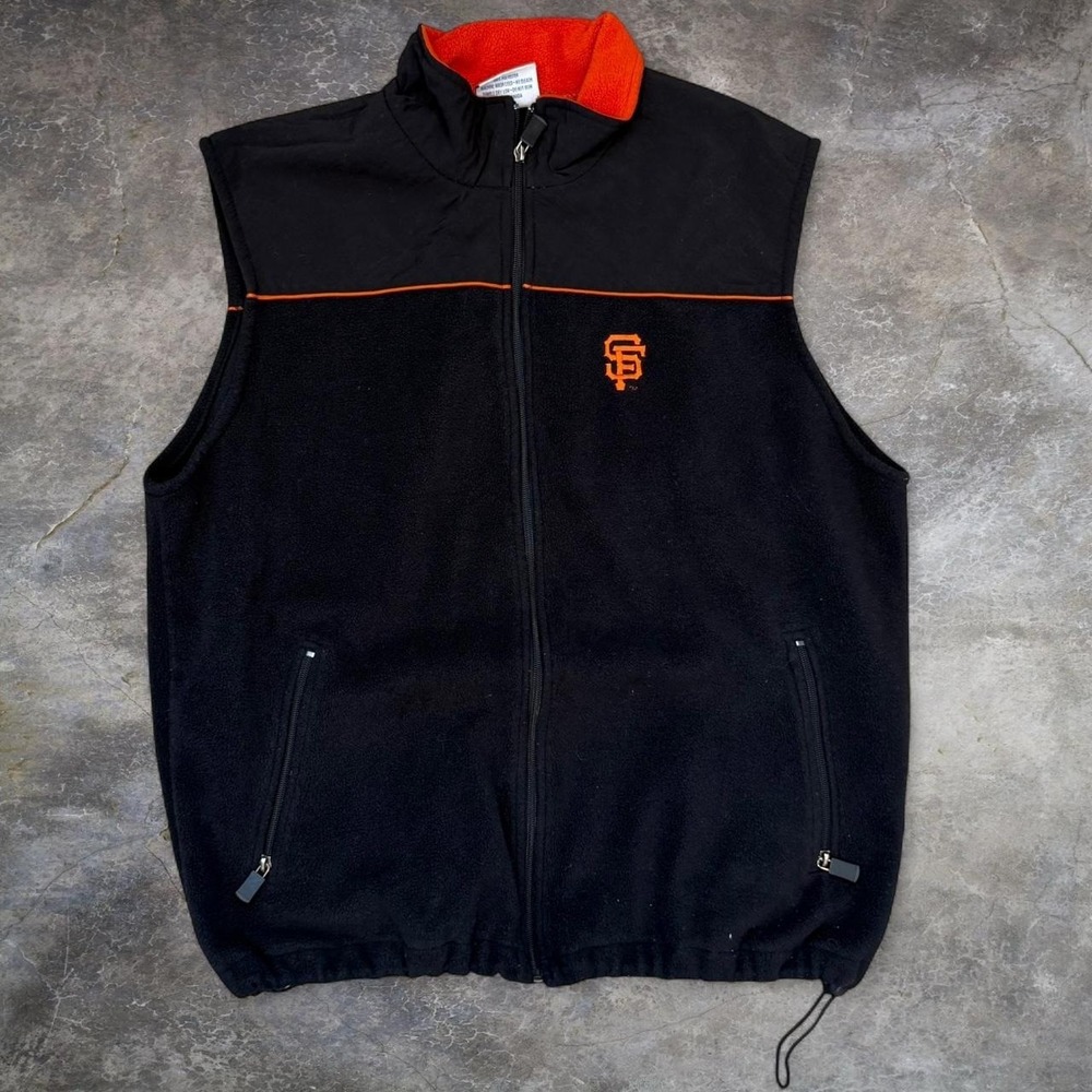 Vintage San Francisco Giants Black Fleece Vest Adult Size XL MLB Sportswear Y2K